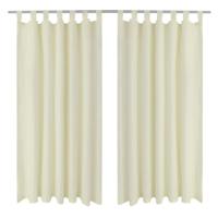 VidaXL Micro-satijnen gordijnen met ringen 140 x 175 cm 2 stuks (creme) - thumbnail