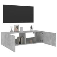 Tv-wandmeubel met LED-verlichting 100x35x31 cm betongrijs - thumbnail
