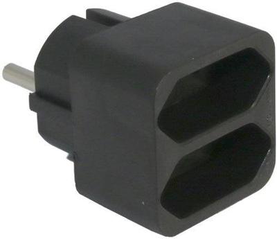 Enzo tweeweg euro verloop-stekker zwart 230v 6175890