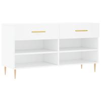 VidaXL Schoenenbank 102x35x55 cm bewerkt hout wit - thumbnail