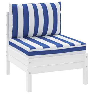 VidaXL Palletkussens 2 st gestreept oxford stof wit en blauw