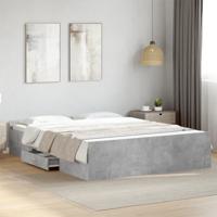 Bedframe met lades bewerkt hout betongrijs 150x200 cm - thumbnail