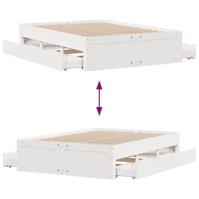 Bedframe zonder matras met lades grenenhout wit 150x200 cm