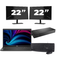 Dell Latitude 3520 - Intel Core i5-11e Generatie - 15 inch - 16GB RAM - 256GB SSD - Windows 11 Home + 2x 22 inch Monitor - thumbnail