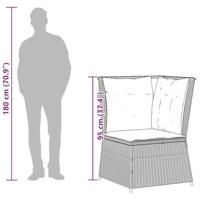 Tuinhoekbank met kussens poly rattan bruin - thumbnail