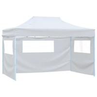 VidaXL Partytent met 3 zijwanden inklapbaar 3x4 m staal wit - thumbnail