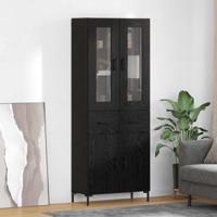 Hoge kast met lade 2 pcs Zwart Eiken Bewerkt hout - thumbnail