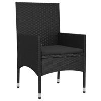 4-delige Loungeset met kussens poly rattan zwart - thumbnail
