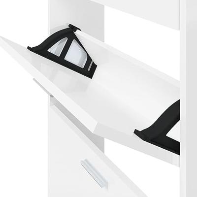 Schoenenkast 59x17x150 cm bewerkt hout hoogglans wit