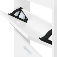 Schoenenkast 59x17x150 cm bewerkt hout hoogglans wit - thumbnail