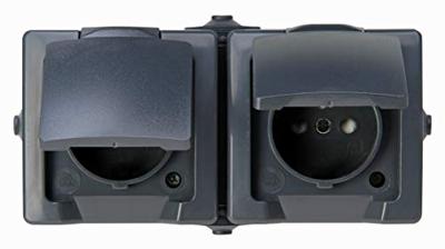 Kopp 137115006 Nautic Wandontactdoos met klapdeksel spatwaterdicht Antraciet 1 stuk(s)