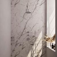 Thermostatische inbouw regendouche SET 03 met gebogen muurarm, 20 cm douchekop, handdouche en accessoires - thumbnail