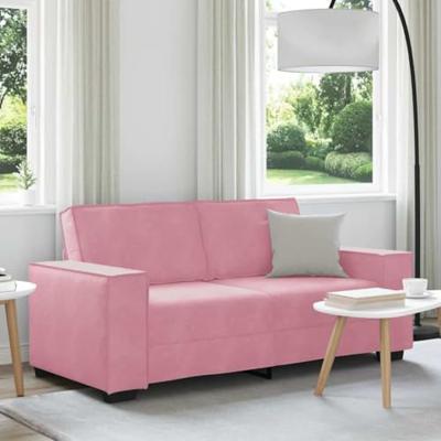 Tweezitsbank 140 cm fluweel roze