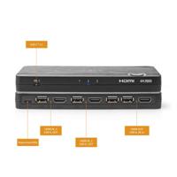 HDMI-Converter | USB-C Female / 2x HDMI Input / 4x USB A Female | 1x HDMI Output | 1-weg | 4K@60Hz | 18 Gbps | ABS | Antraciet - thumbnail