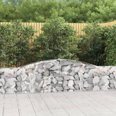 VidaXL Schanskorf gewelfd 400x30x60/80 cm gegalvaniseerd ijzer VidaXL Schanskorf gewelfd 400x30x60/80 cm gegalvaniseerd ijzer