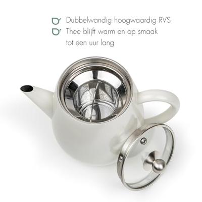 Bredemeijer Duet Eva Theepot 1.1L Wit/Glas - thumbnail