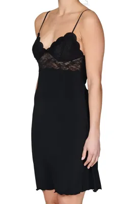 Onderjurk-negligé 90 cm met kant - Kanten onderjurk spaghetti bandjes