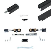 Xperta set 6m rail - Zwart - vloerplint - Enkele deur - inbouw auto fix - thumbnail