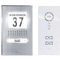 m-e modern-electronics ADV 111 WW Deurintercom Kabelgebonden Complete set voor Eengezinswoning RVS, Wit - thumbnail