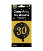 Classy Folieballon 30 Jaar Zwart/Goud (46cm) - thumbnail