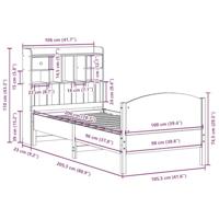 Bed met boekenkast zonder matras massief grenenhout 100x200 cm - thumbnail
