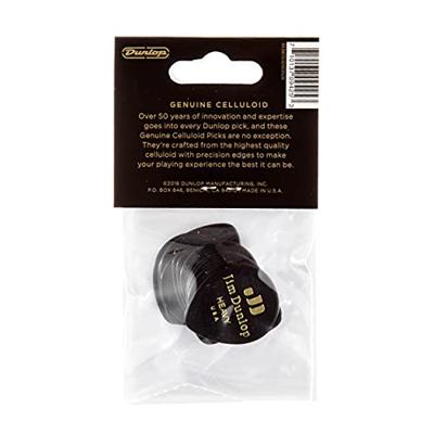 Dunlop 485P03HV Celluloid Teardrop Black Pick Heavy plectrumset (12 stuks)