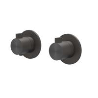 Afbouwdeel IVY Tribe Inbouwthermostaat 2-weg Stop-Omstel Symmetry Met Rond Rozet RVS316 Geborsteld Carbon Black PVD - thumbnail