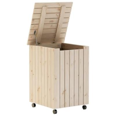 Wasmand met wielen RANA 45x45x64 cm massief grenenhout Wasmand met wielen RANA 45x45x64 cm massief grenenhout