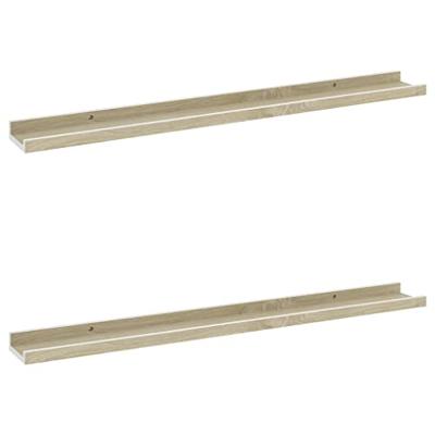 VidaXL Wandschappen 2 st 80x9x3 cm wit en sonoma eikenkleurig
