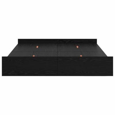 Opbergbedframe met lade Zwart eiken 140 x 190 cm Bewerkt hout