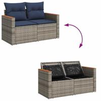 11-delige Loungeset met kussens poly rattan grijs - thumbnail