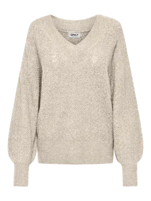 Only Onllucilla Ls Glitter V-neck Knt Trui 4579021 Birch Gold Glitter