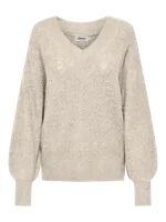 Only Onllucilla Ls Glitter V-neck Knt Trui 4579021 Birch Gold Glitter - thumbnail