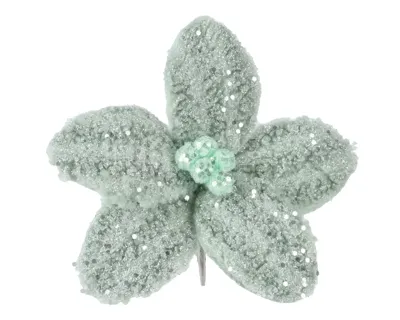 Kerstornament Bloem Clip Kunstbont Salie Groen Ø18cm