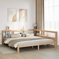 Bed met boekenkast zonder matras massief grenenhout 180x200 cm - thumbnail