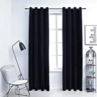 VidaXL Gordijn verduisterend met ringen 2 st 140x225 cm fluweel zwart - thumbnail
