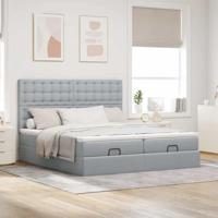 Ottoman bed met matrassen 180x200cm stof lichtgrijs - thumbnail