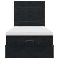 Ottoman bed met matrassen en LED's 90x190cm fluweel zwart - thumbnail