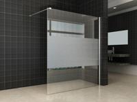 Comfort inloopdouche 1600 x 2000 x 8 mm nano helder glas met melkglas middenband/chroom - thumbnail