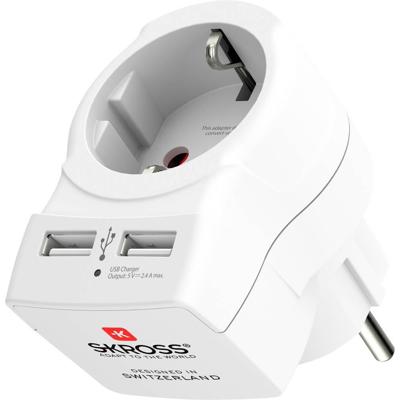 SKROSS | 1.500282 | Europe to Europe USB - Home USB Hub | Euro (AC) USB-oplader | Oplaadhub USB-aansluitingen (1 x USB Type-C: 3,0 A, 1 x USB Type-A: 2,4 A). Ingangsspanning: 110V - 240V.