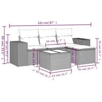 5-delige Loungeset met kussens poly rattan lichtgrijs - thumbnail