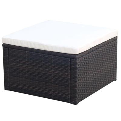 Voetenbank/poef bruin 53x53x30 cm poly rattan Voetenbank/poef bruin 53x53x30 cm poly rattan