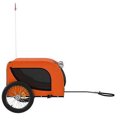 Hondenfietstrailer oxford stof en ijzer oranje en zwart - thumbnail