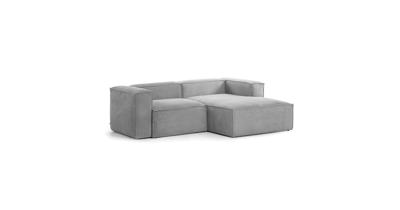Kave Home Loungebank 'Blok' Rib, Rechts 240cm, kleur Donkergrijs