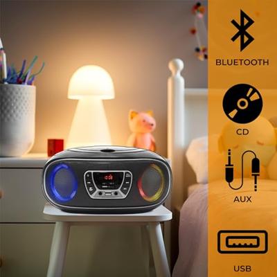 Denver TCL-212BT Radio/CD-speler VHF (FM) AUX, CD, USB, Bluetooth Sfeerverlichting Grijs