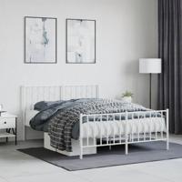 Bedframe met hoofd- en voeteneindemetaal wit 140x200 cm - thumbnail