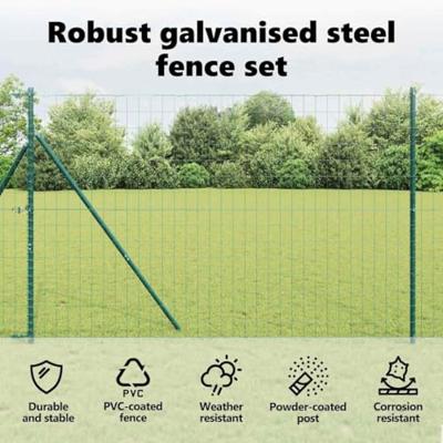 VidaXL Hek met paal groen 1,6 x 10 m staal en pvc