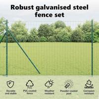 VidaXL Hek met paal groen 1,6 x 10 m staal en pvc - thumbnail