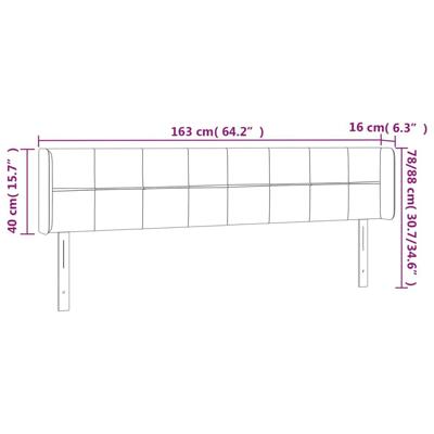 Hoofdbord met randen 163x16x78/88 cm fluweel lichtgrijs - thumbnail