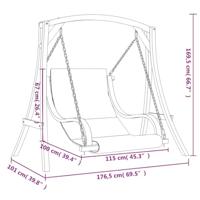 Schommelstoel met kussen massief vurenhout met teakafwerking - thumbnail